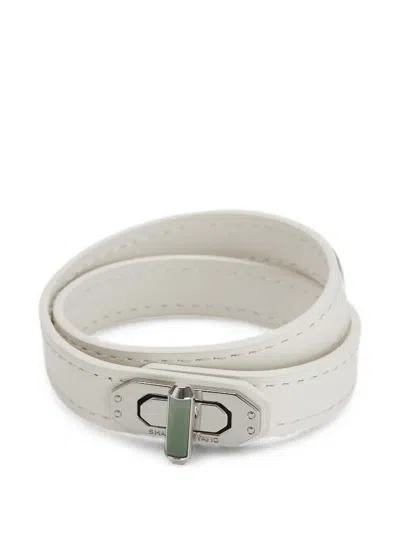 Shanghai Tang Tang Locket Leather Bracelet In White