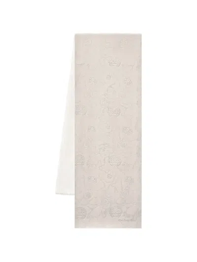 Shanghai Tang Tang Patterned Silk Scarf In Gray