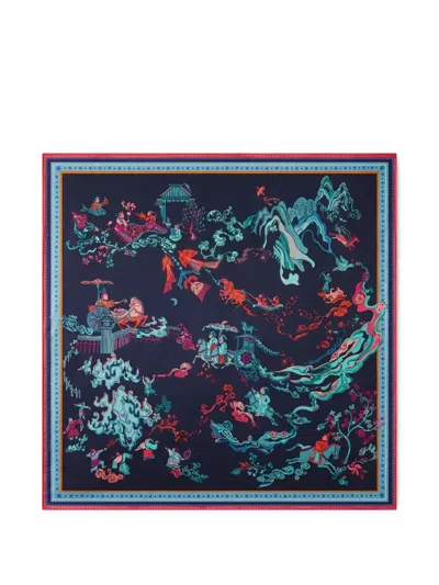 Shanghai Tang Tang Printed Border Scarf In Multi