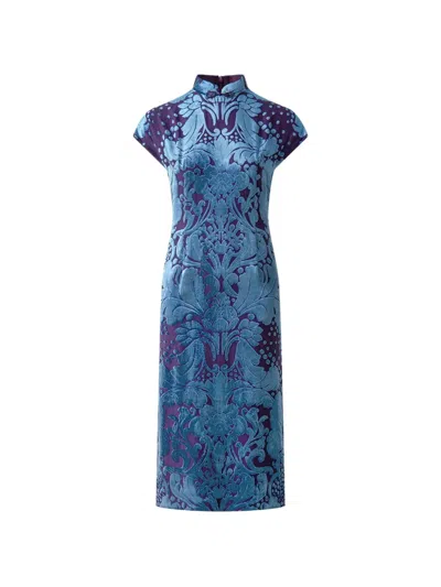 Shanghai Tang Tang Qipao Dress In Blue