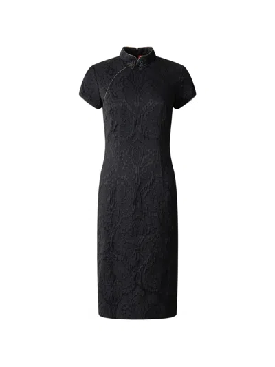 Shanghai Tang Tang Qipao Short-sleeves Midi Dress In Black