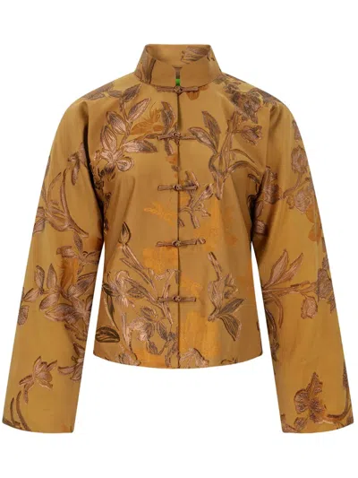Shanghai Tang Tang Shirt Jacket In Brown