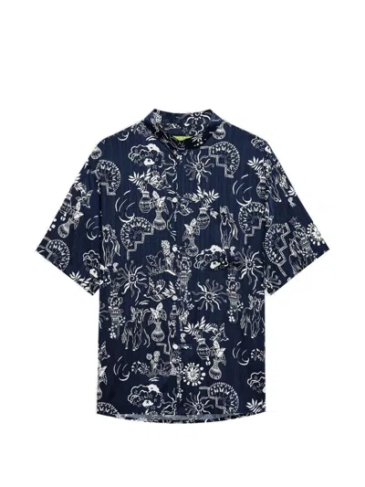Shanghai Tang Tang Short-sleeved Shirt In Blue