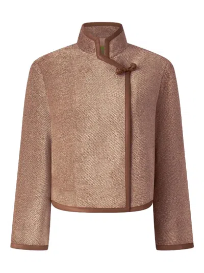 Shanghai Tang Textured Jacket In Brown