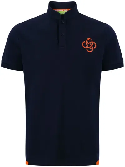 Shanghai Tang The Year Of The Snake Polo Shirt In Blue