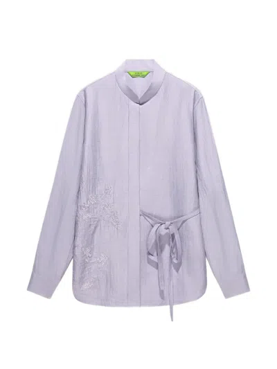 Shanghai Tang Tie-detail Shirt In Purple