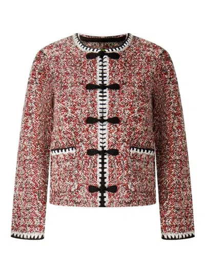 Shanghai Tang Tweed Bow Jacket In Multi
