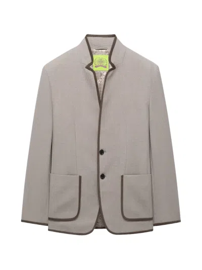 Shanghai Tang Two-button Contrast-trim Blazer In Gray