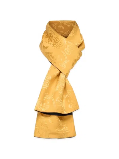 Shanghai Tang Two-faced Jacquard-woven Silk-cashmere Scarf In White