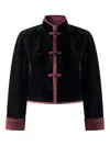 Shanghai Tang Velvet Button-fastening Jacket In Black