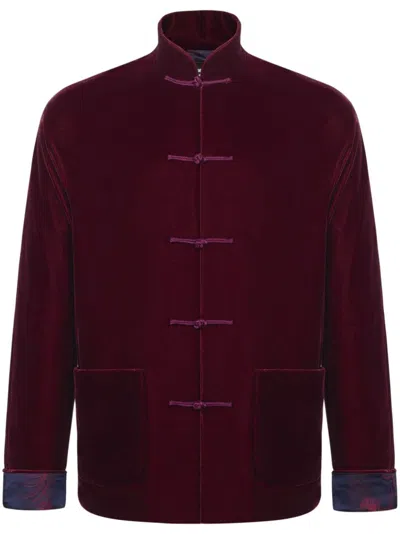 Shanghai Tang Velvet Dragon-jacquard Silk-lining Jacket In Red