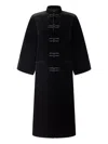 Shanghai Tang Velvet-effect Frog-fastening Coat In Black