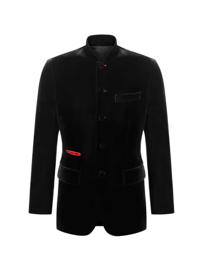 Shanghai Tang Velvet Five-button Jacket In Black