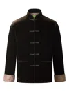 Shanghai Tang Velvet Mandarin-collar Jacket In Brown