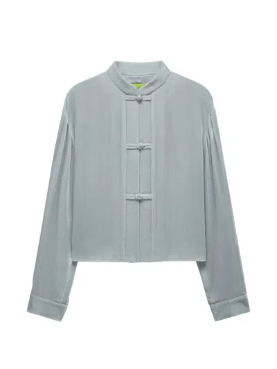 Shanghai Tang Velvet Tang Jacket In Blue