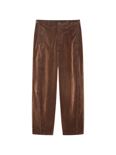 Shanghai Tang Velvet-effect Jeans In Brown