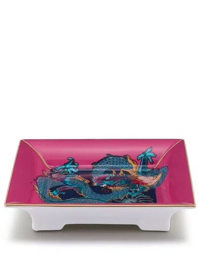 Shanghai Tang Vivid Dragon Tray (18.3cm X 18.3cm) In Pink