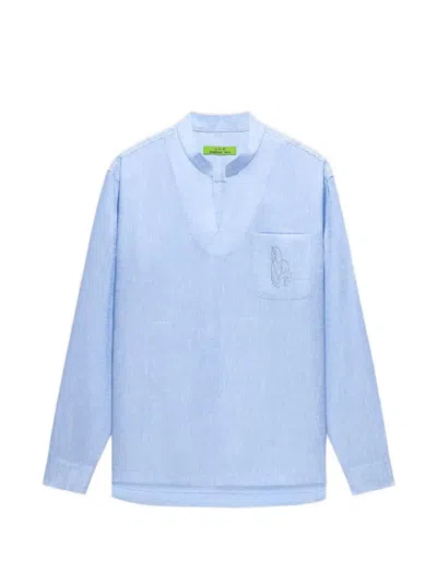 Shanghai Tang V-neck Shirt In Blue