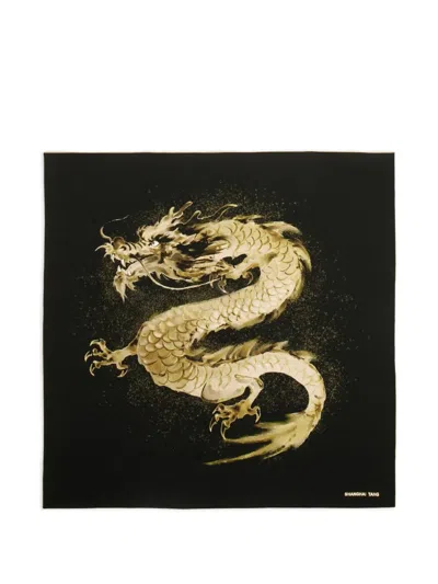 Shanghai Tang Watersky Dragon-print Scarf In Black