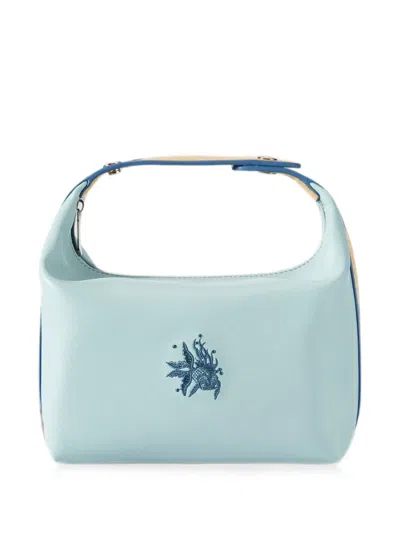 Shanghai Tang Watersky Leather Toiletry Case In Blue