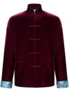Shanghai Tang Winding Stream Party Velvet Jacket In Red