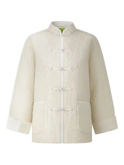 Shanghai Tang Wool-blend Textured Jacket In Neutral