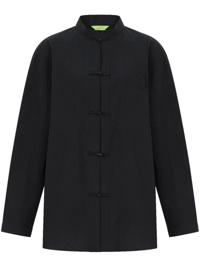Shanghai Tang X Chen Man Stand-up Collar Blouse In Black