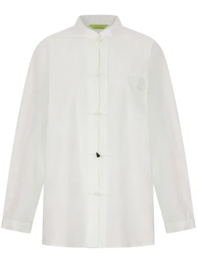 Shanghai Tang X Chen Man Stand-up Collar Blouse In White