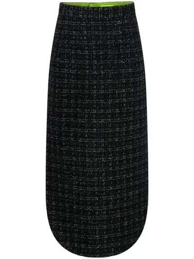 Shanghai Tang X Chen Man Tweed Boucle Skirt In Black