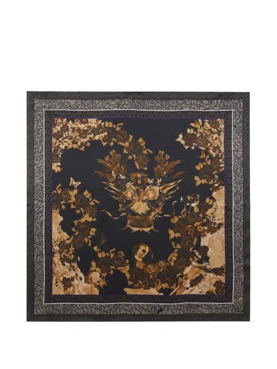 Shanghai Tang X Jacky Tsai Flower Dragon Scarf In Brown