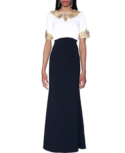 Shani Beaded Popover Gown In Multi