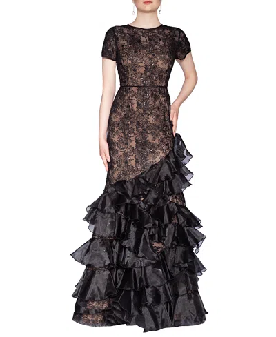 Shani Dramatic Ruffle Gown In Black