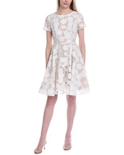 Shani Fit & Flare Novelty Embroidered Midi Dress In White