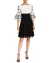 Shani Colorblock Fit-&-flare Lace Dress With Floral Sleeve Applique In Multi