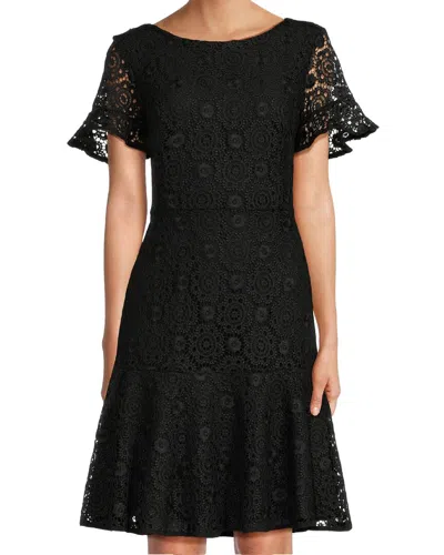 Shani Focus By  A-line Cotton Eyelet Dress In Black