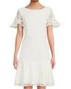 Shani Focus By  A-line Cotton Eyelet Dress In White