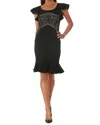 Shani Flutter Sleeves Laser Cutting Dress