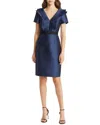 Shani Focus By  Satin Mikado Ruffle Neckline Dress