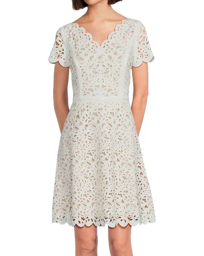 Shani Focus By  V-neck A-line Laser Cutting Dress In Gray