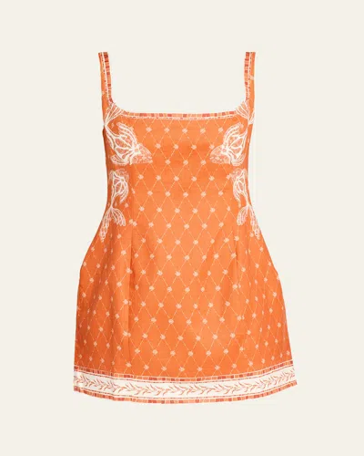 Shani Jordan Mini Dress In Orange Mosaic