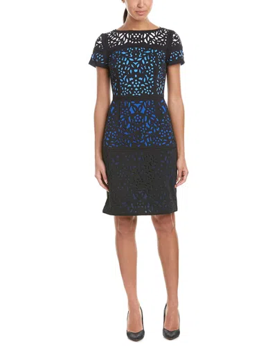 Shani Laser Cut Sheath Dress In Blue