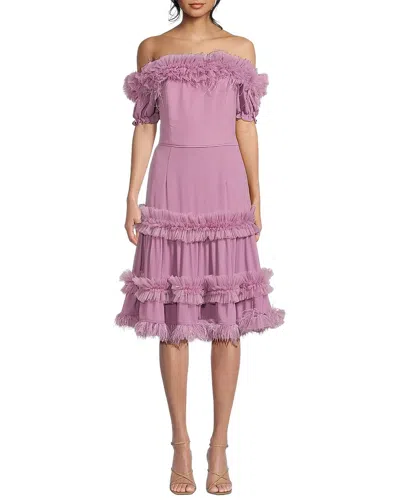 Shani Off-the-shoulder Midi Dress In Purple