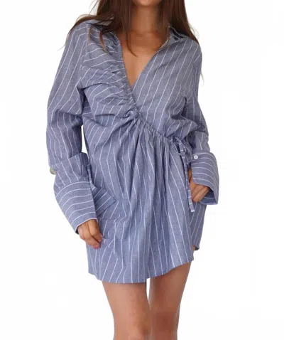 Shani Riviera Mini Dress In Pinstripe In Blue