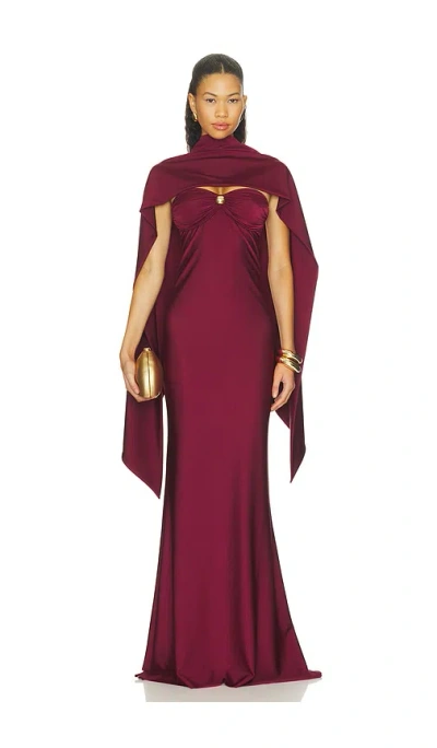 Shani Shemer Bella Dress With Scarf In Burgundy