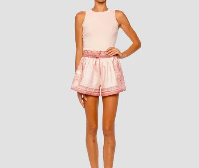 Shani Shemer Carly Drawstring Shorts In Pink Shell Print In Multi