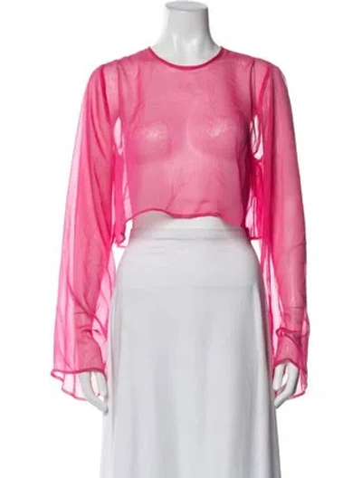 Pre-owned Shani Shemer Crew Neck Long Sleeve Crop Top In Pink