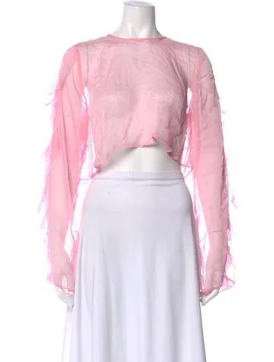 Pre-owned Shani Shemer Crew Neck Long Sleeve Crop Top W/ Tags In Pink