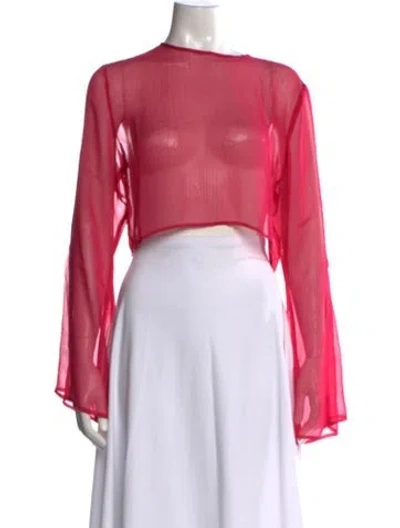 Pre-owned Shani Shemer Crew Neck Long Sleeve Crop Top W/ Tags In Pink