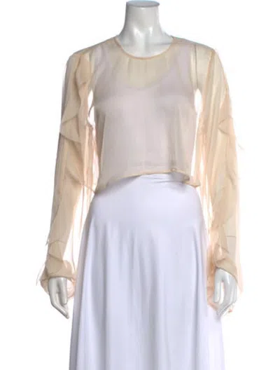 Pre-owned Shani Shemer Crew Neck Long Sleeve Top W/ Tags In Neutrals