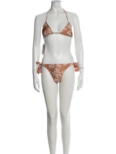 Pre-owned Shani Shemer Floral Print Bikini In White
